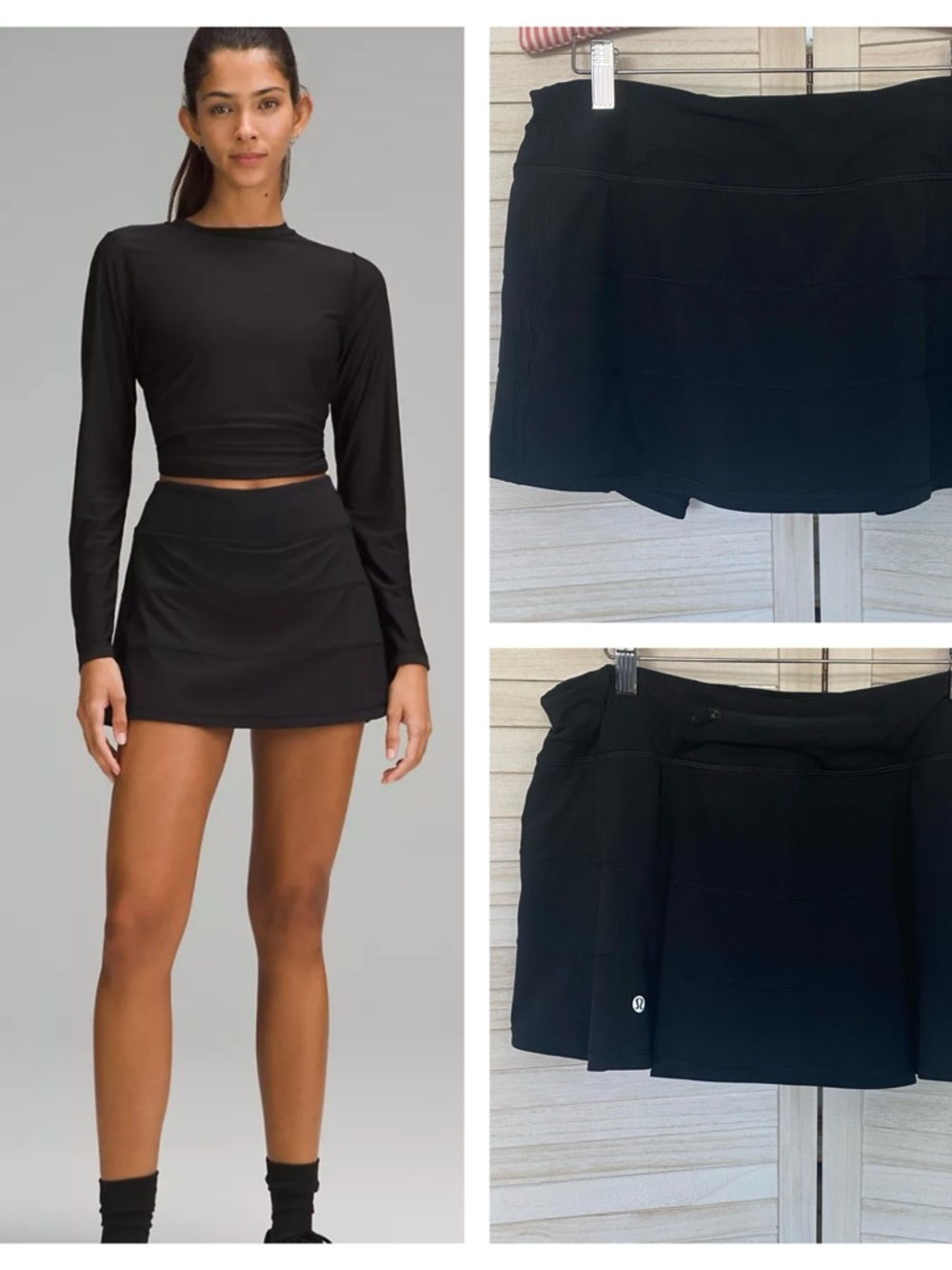 Lululemon Pace Rival Black Skirt/Skort SZ 10 Athletic Activewear